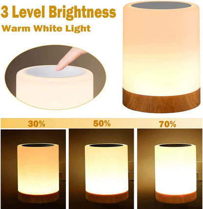 Rechargeable Touch Sensor Night Light - Dimmable RGB Color Changing Bedside Lamp for Kids' Bedrooms