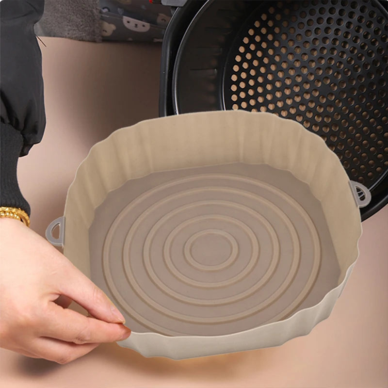 Reusable Air Fryer Silicone Pot - 1/2/3PCS Baking Tray for Perfect Pizza, Fried Chicken & More!