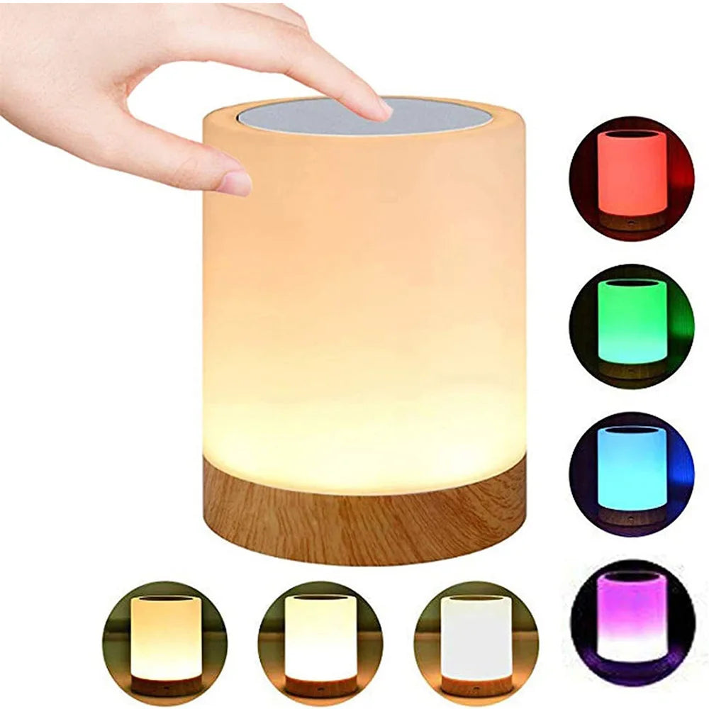 Rechargeable Touch Sensor Night Light - Dimmable RGB Color Changing Bedside Lamp for Kids' Bedrooms