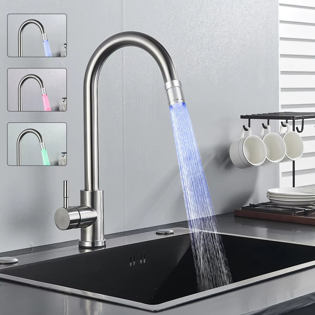 Transform Your Space with the Color-Changing LED Temperature-Sensitive Faucet Aerator - Save Water in Style!