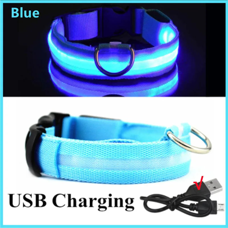 LED Glowing Dog Collar Adjustable Flashing Rechargea Luminous Collar Night Anti-Lost Dog Light Harnessfor Small Dog Pet Products