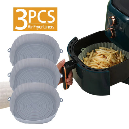 Reusable Air Fryer Silicone Pot - 1/2/3PCS Baking Tray for Perfect Pizza, Fried Chicken & More!