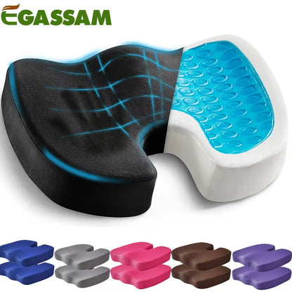 Ultimate Comfort Gel & Memory Foam Coccyx Seat Cushion - Non-Slip Orthopedic Support for Office & Car