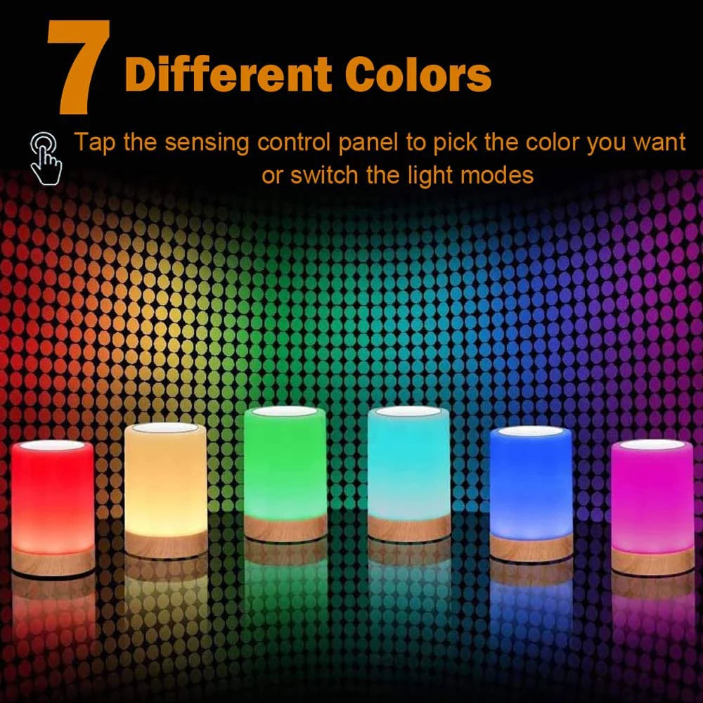 Rechargeable Touch Sensor Night Light - Dimmable RGB Color Changing Bedside Lamp for Kids' Bedrooms