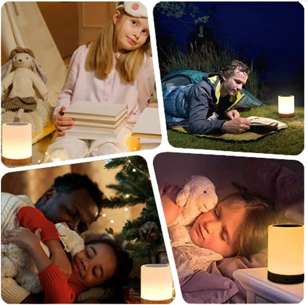 Rechargeable Touch Sensor Night Light - Dimmable RGB Color Changing Bedside Lamp for Kids' Bedrooms