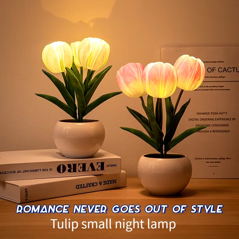 Enchanting Tulip LED Bedside Lamp - Romantic Flower Bouquet Design for Bedroom Decor & Perfect Gift