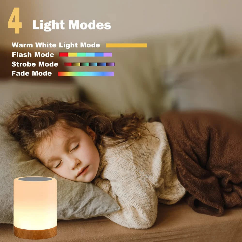 Rechargeable Touch Sensor Night Light - Dimmable RGB Color Changing Bedside Lamp for Kids' Bedrooms