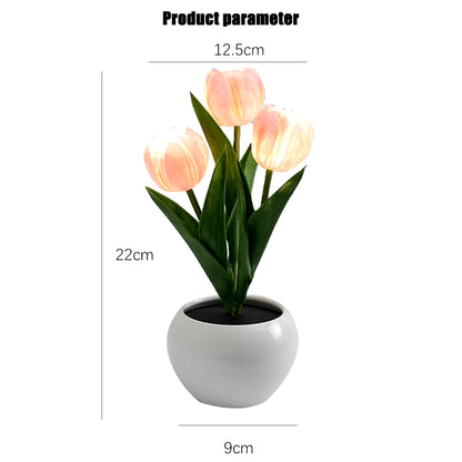 Enchanting Tulip LED Bedside Lamp - Romantic Flower Bouquet Design for Bedroom Decor & Perfect Gift