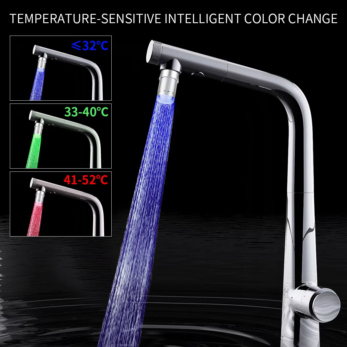 Transform Your Space with the Color-Changing LED Temperature-Sensitive Faucet Aerator - Save Water in Style!