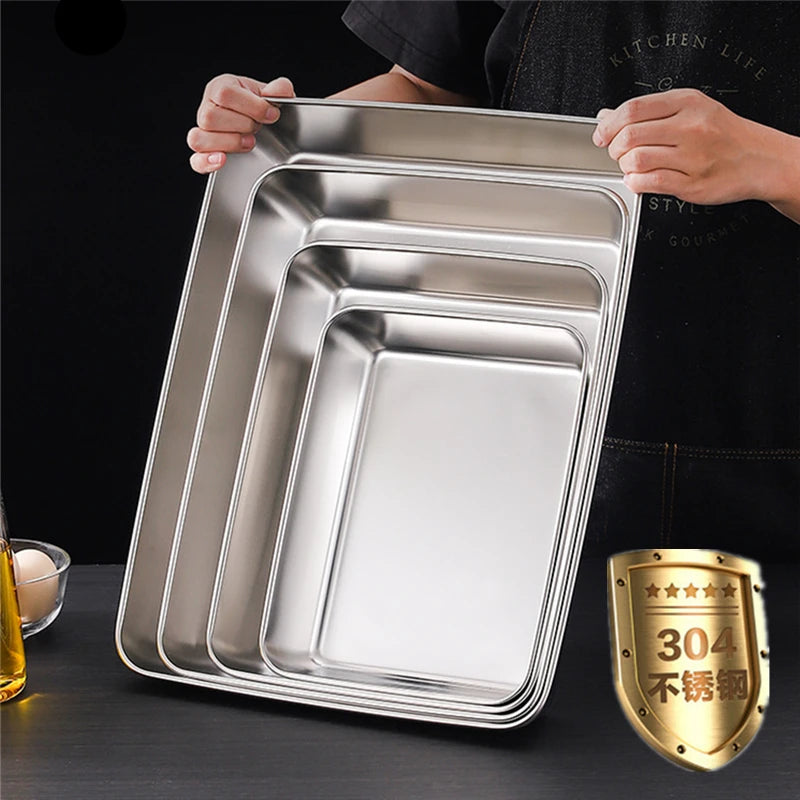 Premium Rectangular Nonstick Stainless Steel Baking Pan - Versatile Kitchen Bakeware for Cakes, Breads, and Food Storage