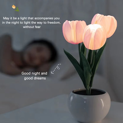 Enchanting Tulip LED Bedside Lamp - Romantic Flower Bouquet Design for Bedroom Decor & Perfect Gift