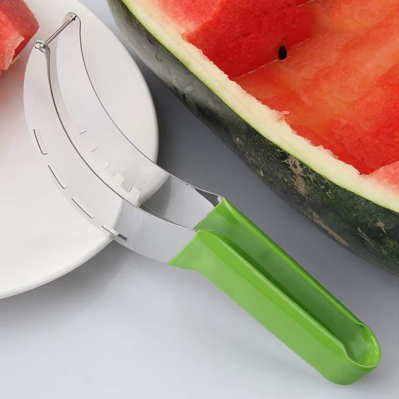 Watermelon Slicer Cutter Stainless Steel Color Non-Slip Plastic Wrap Handle Not Hurt Hands Cantaloupe Kitchen Fruit Cutting Tool