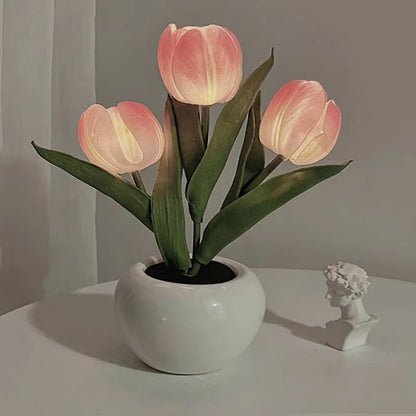 Enchanting Tulip LED Bedside Lamp - Romantic Flower Bouquet Design for Bedroom Decor & Perfect Gift