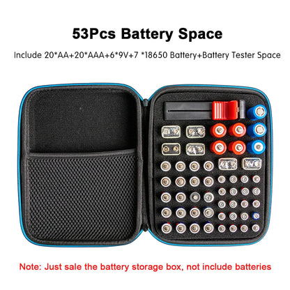 18650 Battery Tester + Portable Storage Protective Case Box for Aaa/Aa/18650/9V Battery Organizer Container Cover for Battery