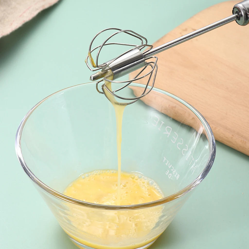 Semi Automatic Mixer Whisk Egg Beater Stainless Steel Manual Hand Mixer Self-Turning Cream Utensils Kitchen Mixer Egg Tools