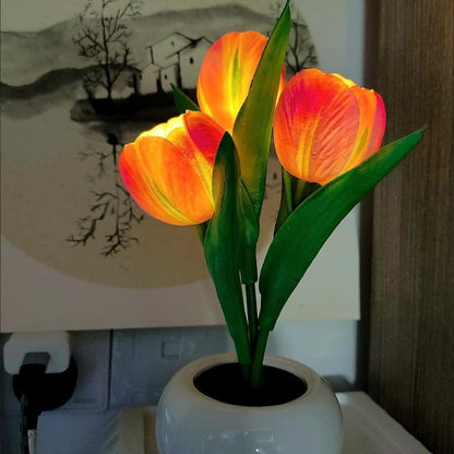 Enchanting Tulip LED Bedside Lamp - Romantic Flower Bouquet Design for Bedroom Decor & Perfect Gift