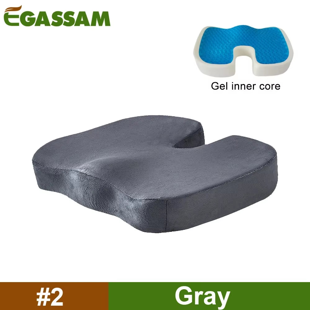 Ultimate Comfort Gel & Memory Foam Coccyx Seat Cushion - Non-Slip Orthopedic Support for Office & Car