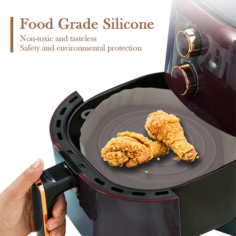 Reusable Air Fryer Silicone Pot - 1/2/3PCS Baking Tray for Perfect Pizza, Fried Chicken & More!