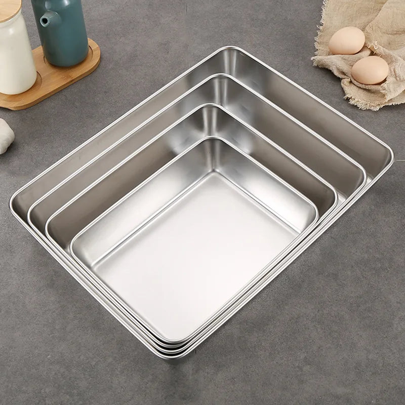 Premium Rectangular Nonstick Stainless Steel Baking Pan - Versatile Kitchen Bakeware for Cakes, Breads, and Food Storage