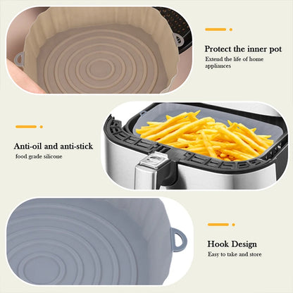 Reusable Air Fryer Silicone Pot - 1/2/3PCS Baking Tray for Perfect Pizza, Fried Chicken & More!