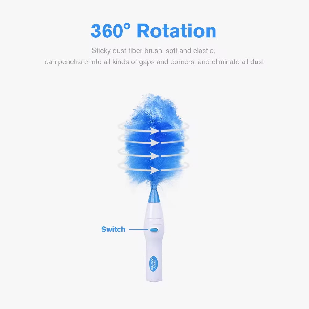 360° Rotatable Electric Feather Duster Dirt Dust Brush Vacuum Cleaner Furniture Window Bookshelf Carpet Household Cleaning Tool