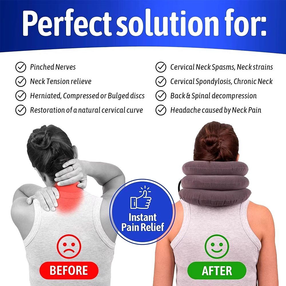 Cervical Neck Traction Device,Relief for Chronic Neck & Shoulder Alignment Pain,Inflatable Neck Stretcher Collar for Home Relief