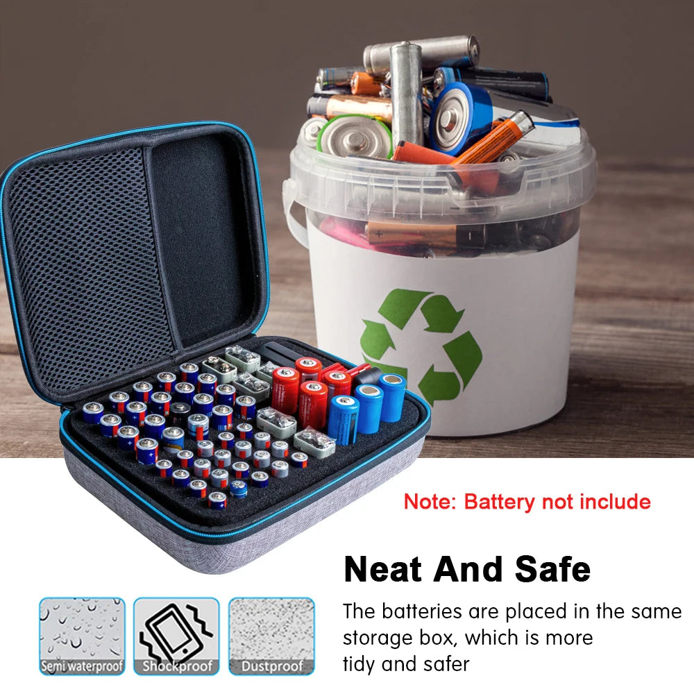 18650 Battery Tester + Portable Storage Protective Case Box for Aaa/Aa/18650/9V Battery Organizer Container Cover for Battery