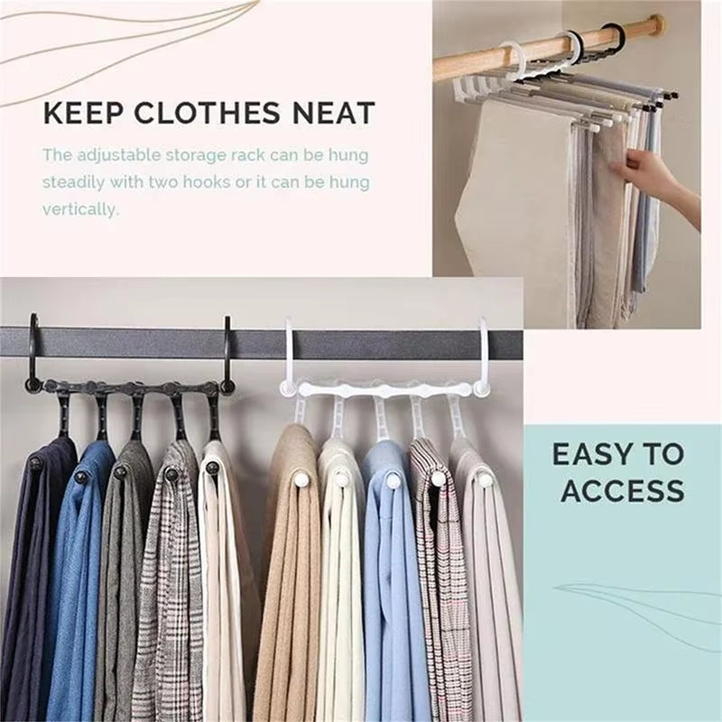 Adjustable Multiple Fold Pants Hangers Pants Rack Hangers for Pants Clothes Organizer Hangers save Wardrobe Space Bedroom Closet